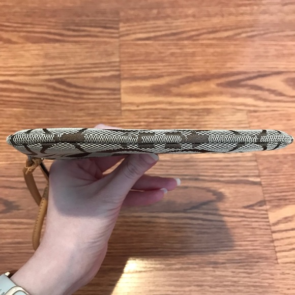 Coach Signature Jacquard Wristlet - Tan / Brown - Picture 9 of 16